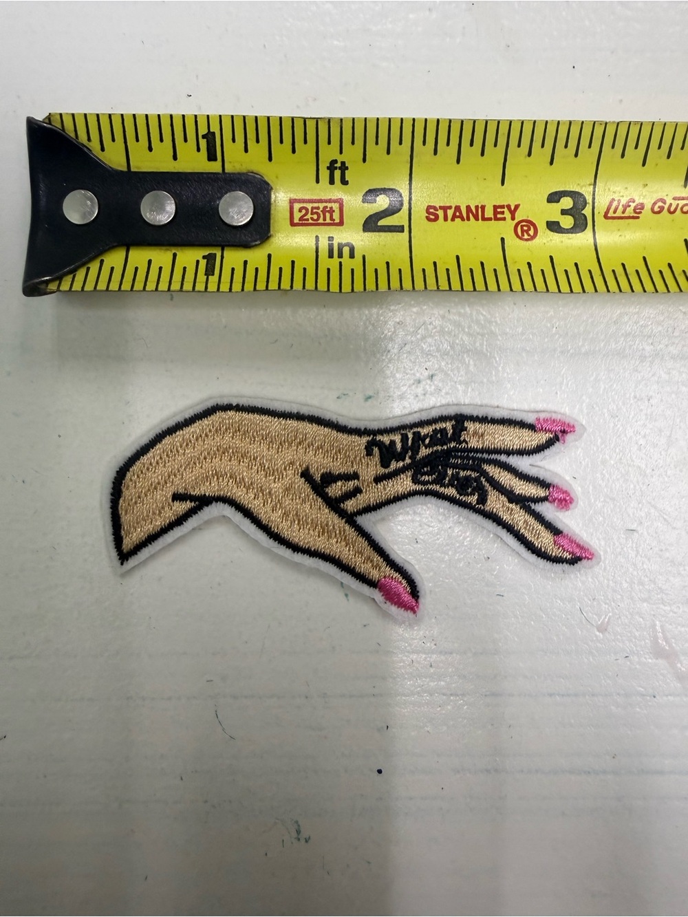 Embroidered Hand Patch with Pink Nails - Women Accessories